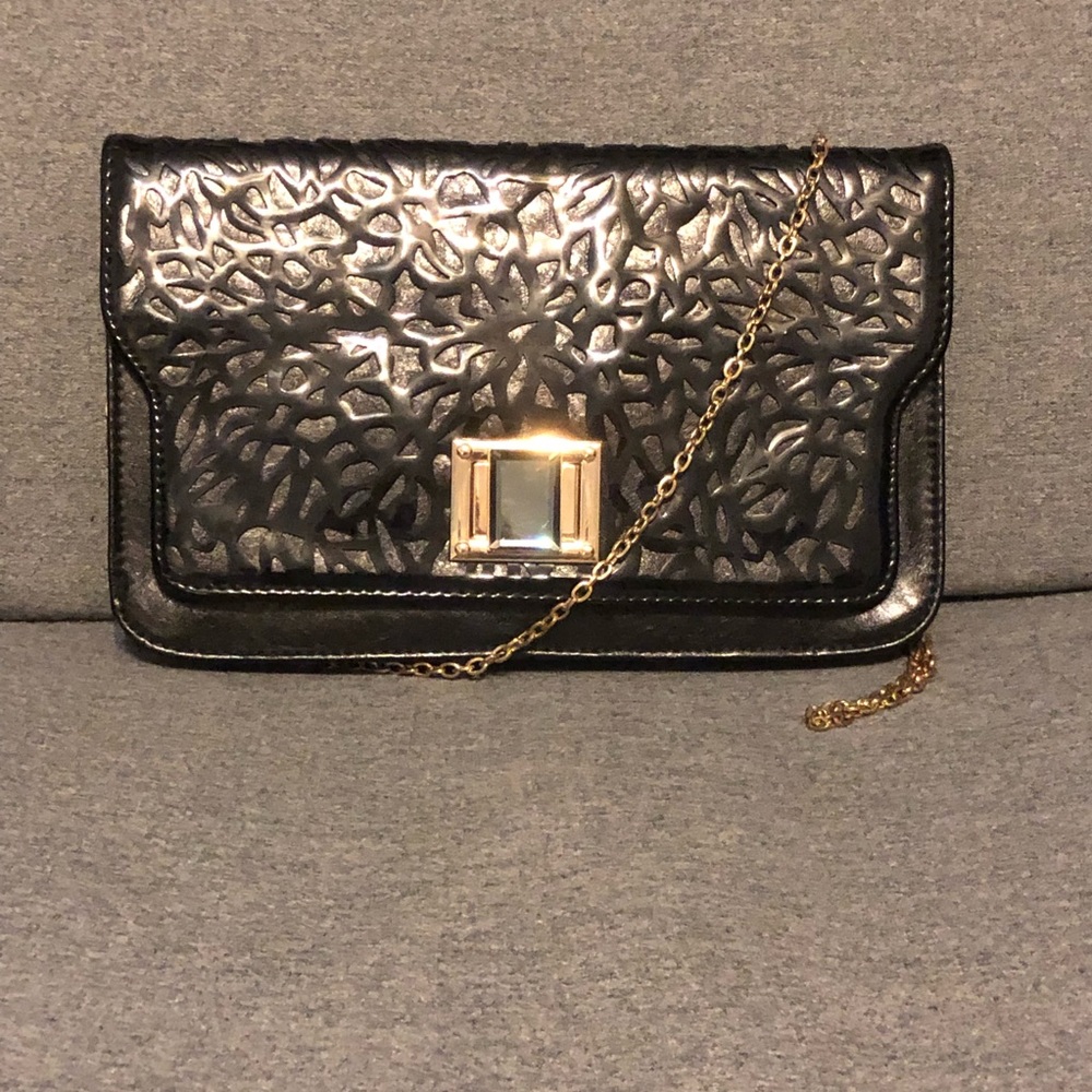 Urban Expression Black Patent Leather Crossbody Bag